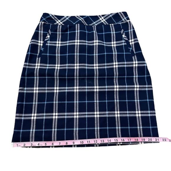 Laura Scott ~ Blue Plaid Skirt ~ fully lined ~ front side pockets ~ size small - Picture 8 of 9